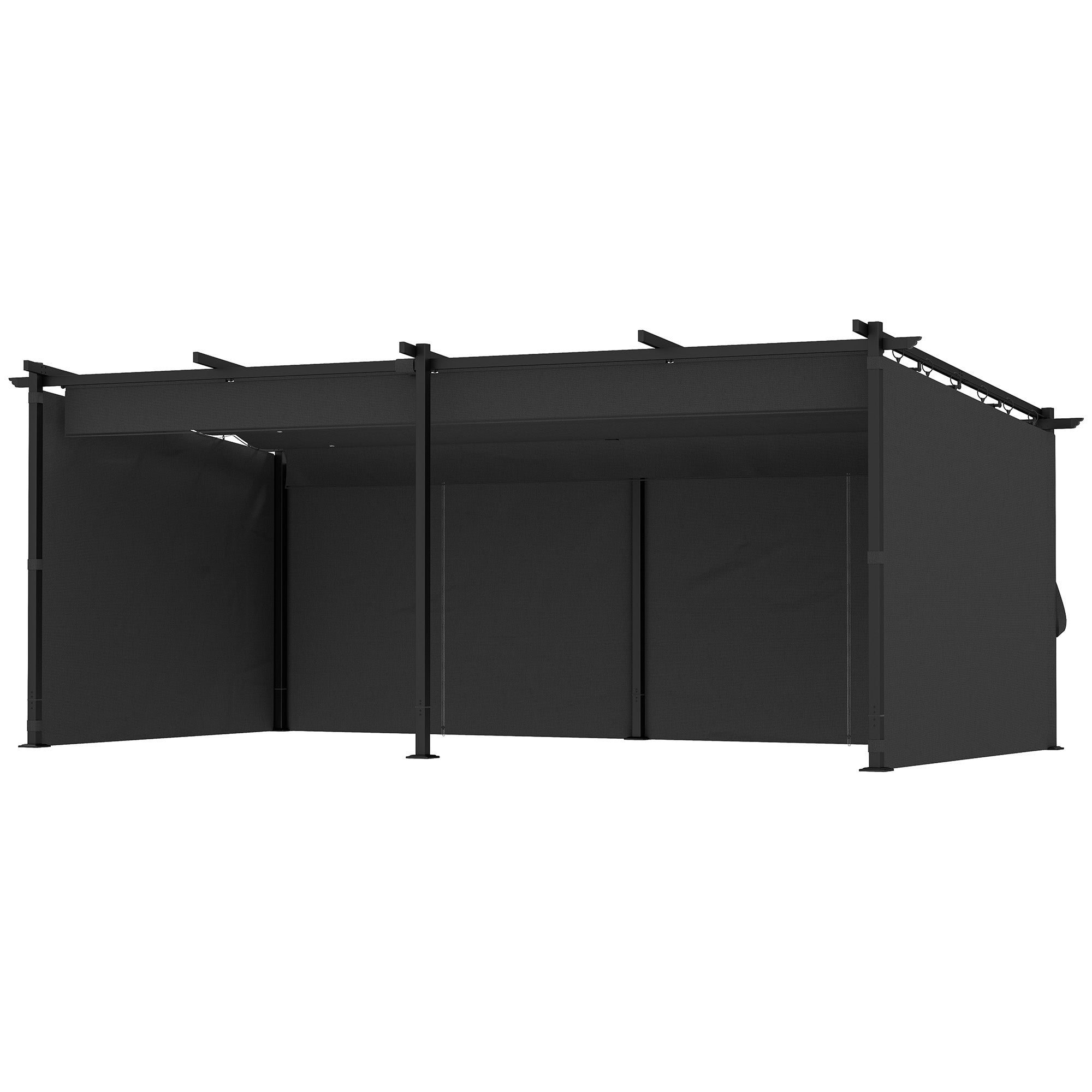 10' x 20' Metal Retractable Pergola Canopy with Sidewalls, Outdoor Gazebo UPF30+ Sun Shade Shelter for Garden, Deck Pergolas Dark Grey at Gallery Canada