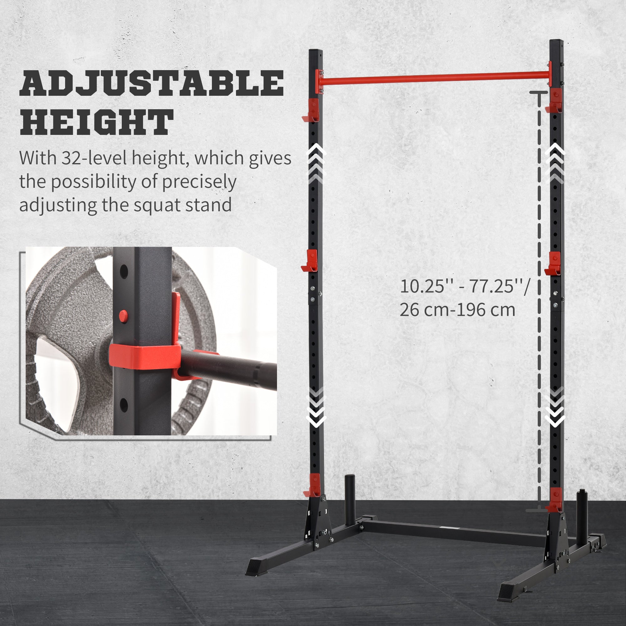 Adjustable Barbell Power Rack Squat Stand Strength Training Fitness Pull Up Weight Cage Home Gym Black Power Towers at Gallery Canada