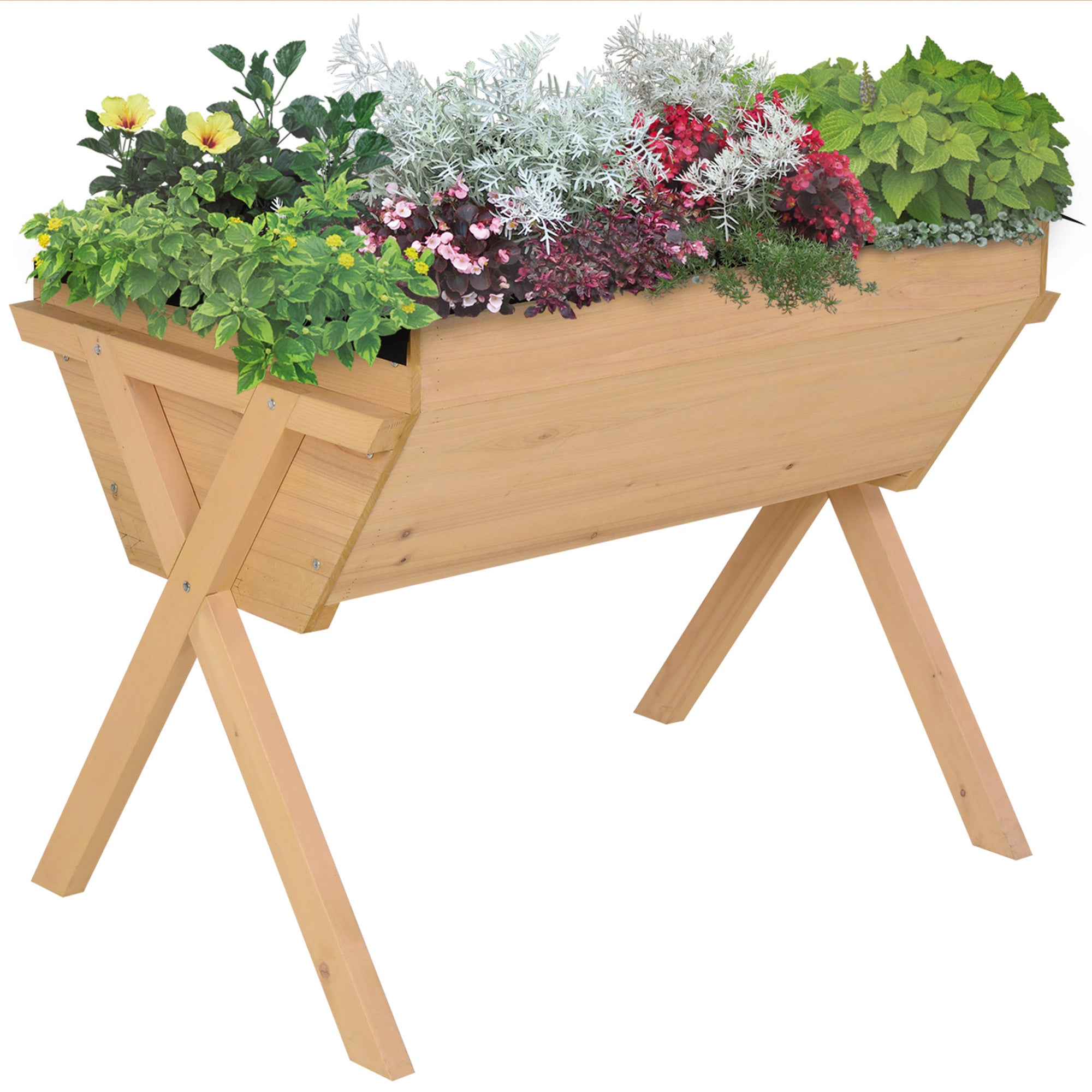 39'' x 28'' Raised Garden Bed with Legs, Elevated Wooden Planter Box with Bed Liner for Vegetables, Flowers Herbs, Backyard Patio Balcony Use Elevated Garden Beds at Gallery Canada