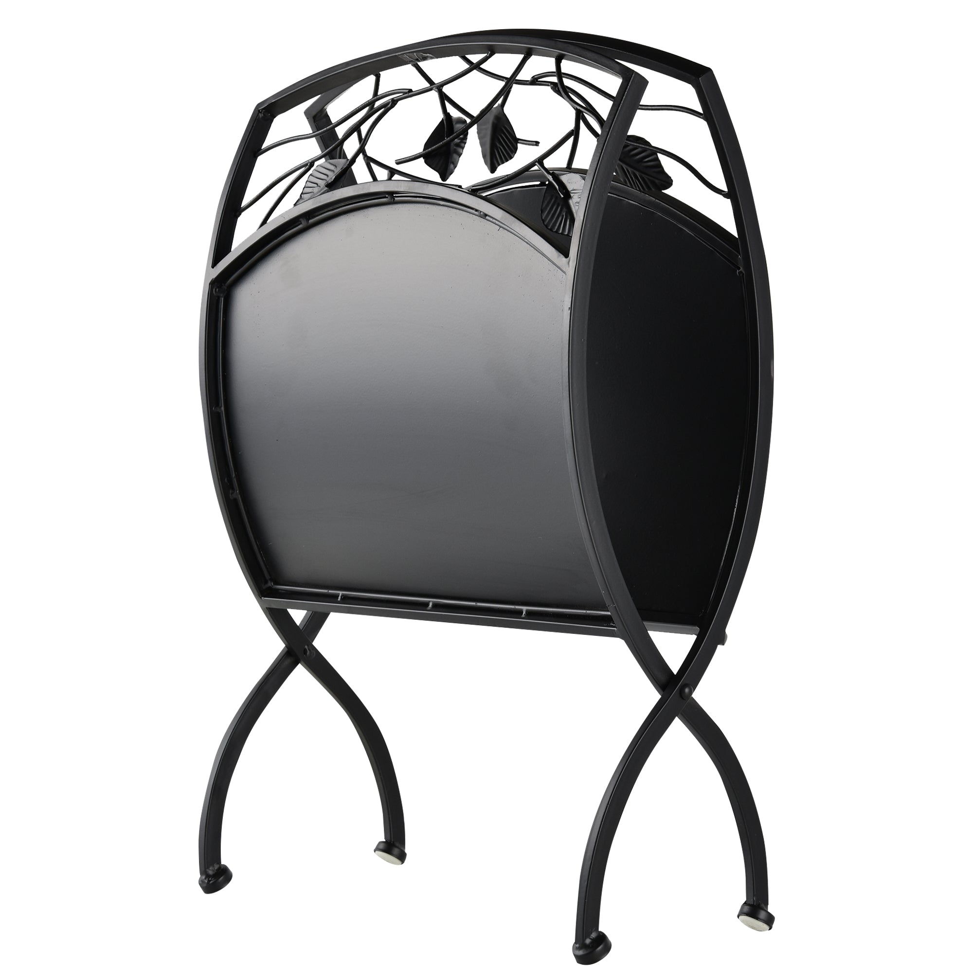 Folding Firewood Rack,Curved Wood Storage Holder, Log Holder for Fire Pit and Fireplace, Outdoor Indoor, Black Firewood Racks Black at Gallery Canada