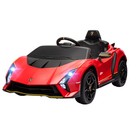 12V Lamborghini Autentica Licensed Kids Car with Remote Control, 4 Wheels Spring Suspension, Soft Start, Red Electric Toy Cars   at Gallery Canada