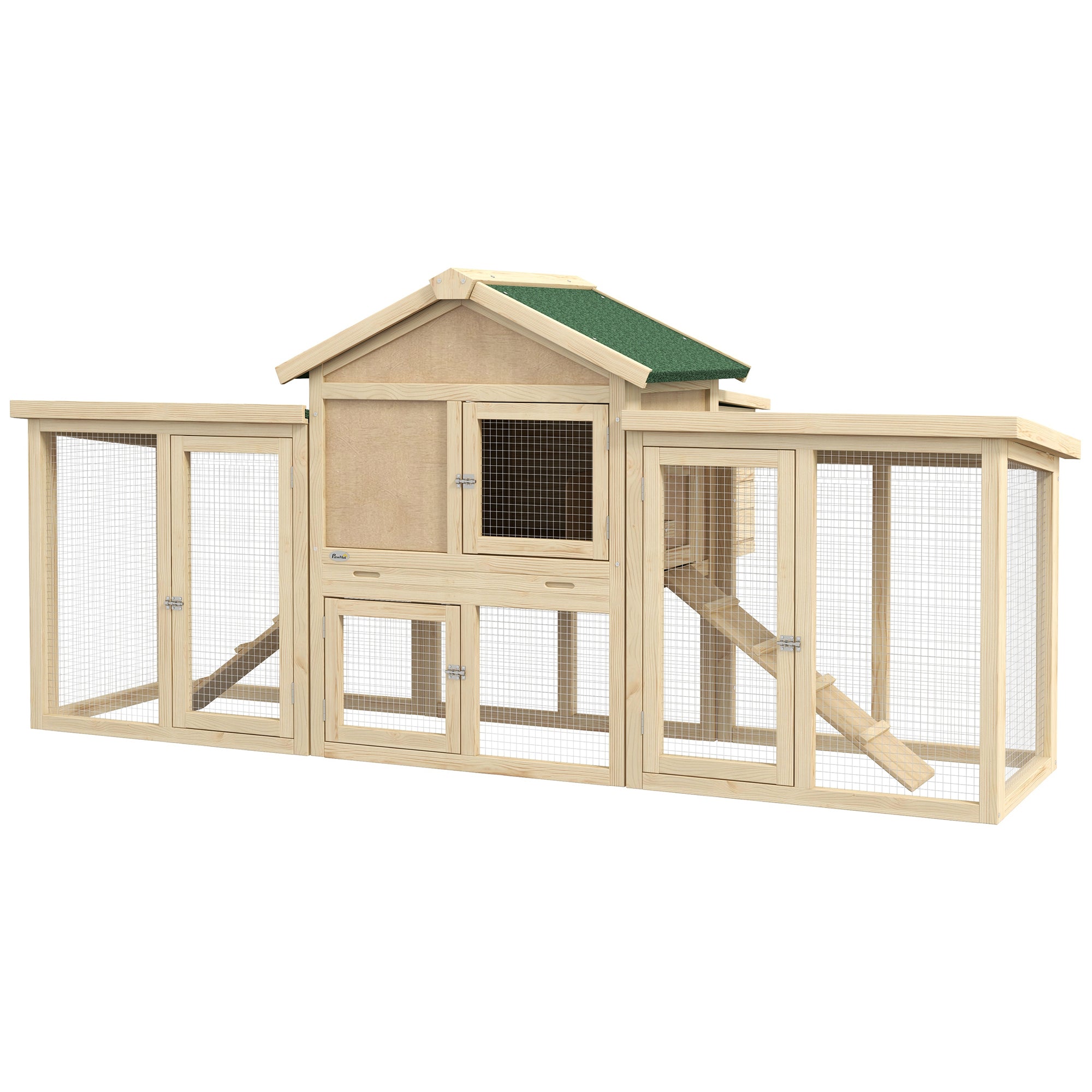 Wooden Chicken Coop, Outdoor Backyard Garden Large Rabbit Hutch with Nesting Box, Run, Ramp, Drawer Chicken Coops Natural at Gallery Canada