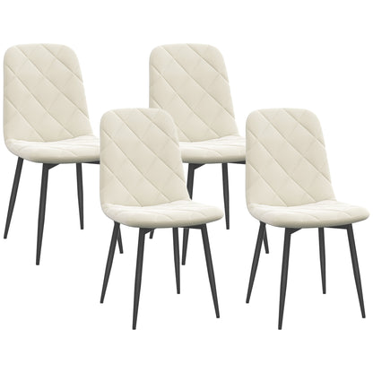 Dining Chairs Set of 4, Upholstered Dining Room Chairs with Steel Legs, Modern Kitchen Chair for Dining Room, Cream Bar Stools   at Gallery Canada