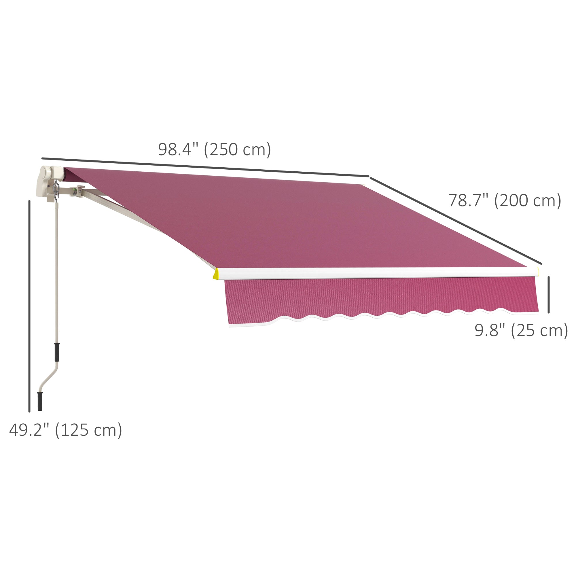 8' x 6.5' Manual Retractable Awning with LED Lights, Aluminum Sun Canopies for Patio Door Window, Wine Red Patio Awnings   at Gallery Canada