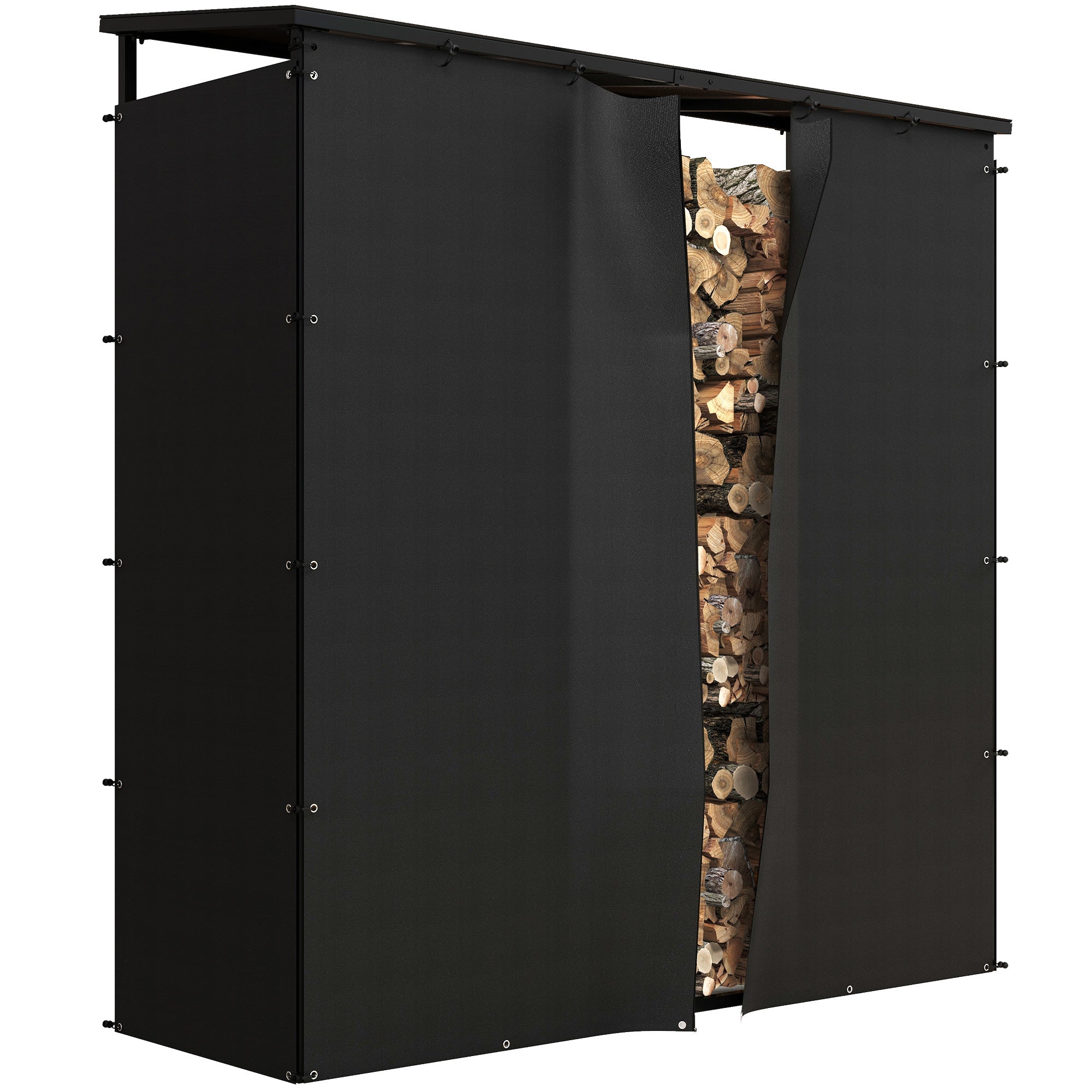 6ft Outdoor Firewood Rack with Cover and Polycarbonate Roof, 4400 lbs Load Wood Storage Holder, Outdoor Log Rack Firewood Racks   at Gallery Canada