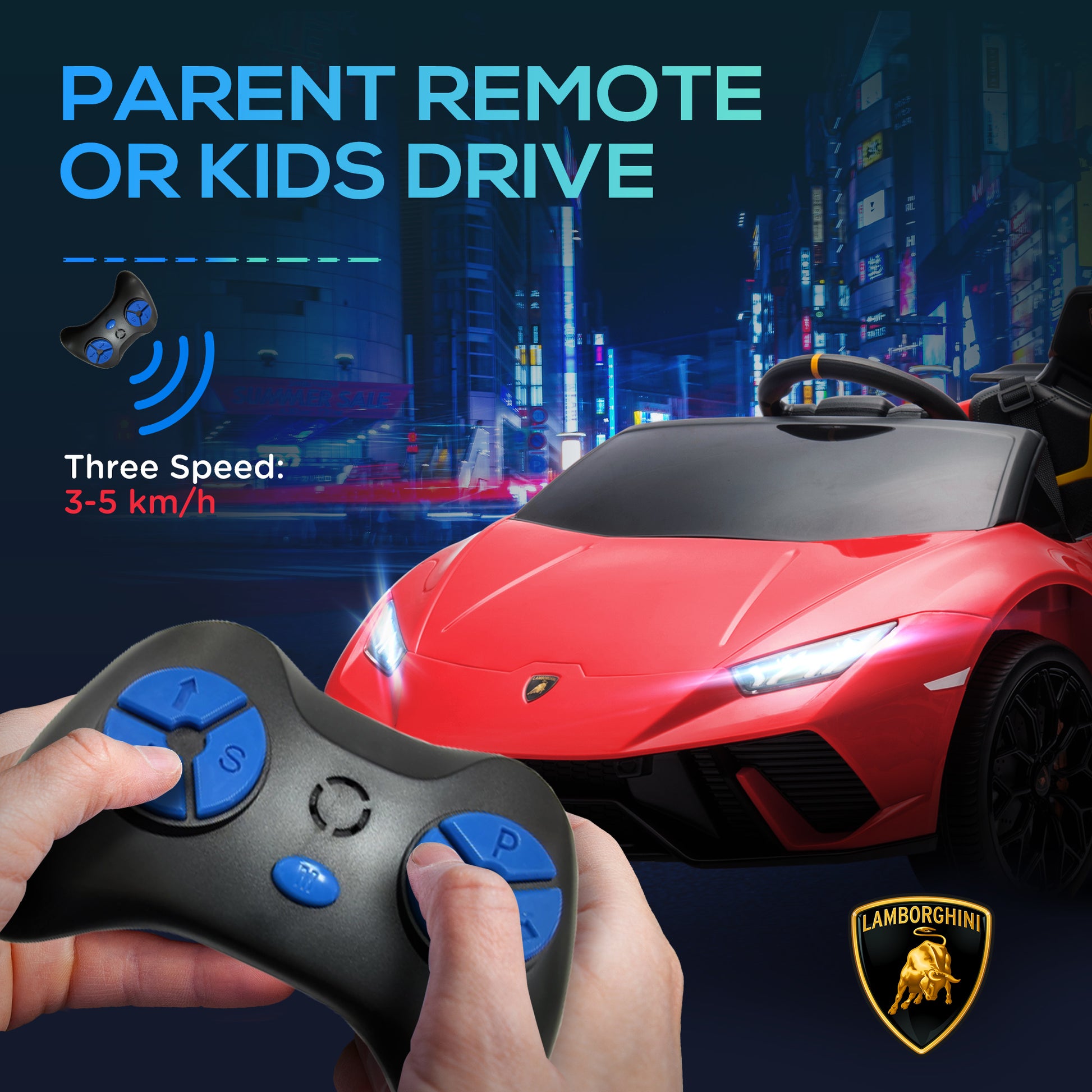 12V Lamborghini Huracan Licensed Kids Electric Car with Remote Control, Spring Suspension, Transport Wheels, Red Electric Toy Cars   at Gallery Canada