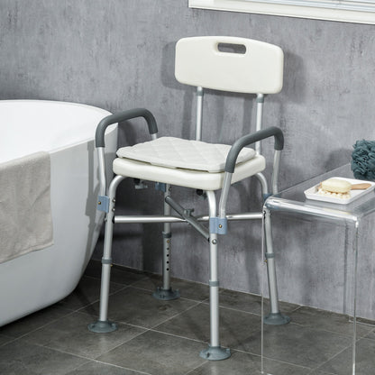 Padded Shower Chair with Back and Arms, 396lbs Capacity, Tool-Free Assembly, White Bath Chairs   at Gallery Canada