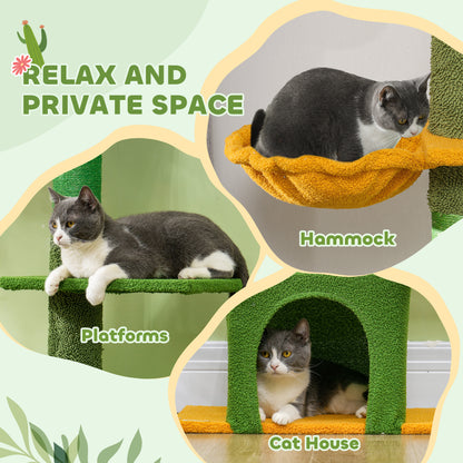 Floor to Ceiling Cat TreeTower with 90.5"-108" Adjustable Height, Scratching Posts, Hammock, Comdo, Toy Ball, Green Floor to Ceiling Cat Trees   at Gallery Canada