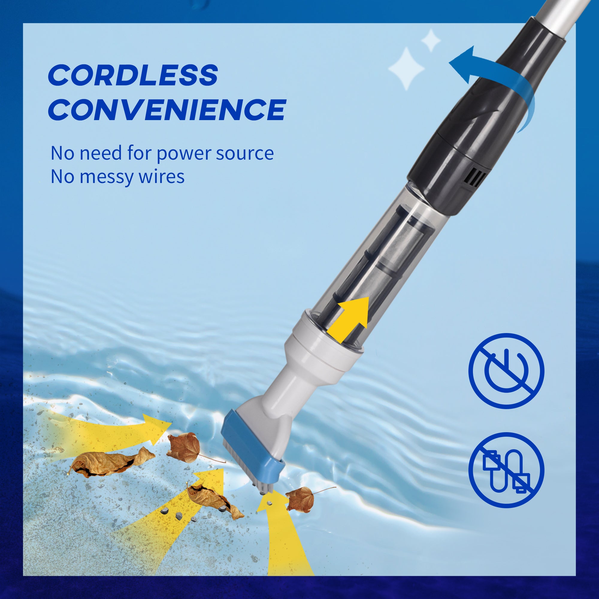 Handheld Pool Vacuum, Cordless Pool Cleaner with Adjustable Pole and Brush Head for Above Ground &; Inground Pools Outdoor Swimming Pools & Hot Tubs at Gallery Canada