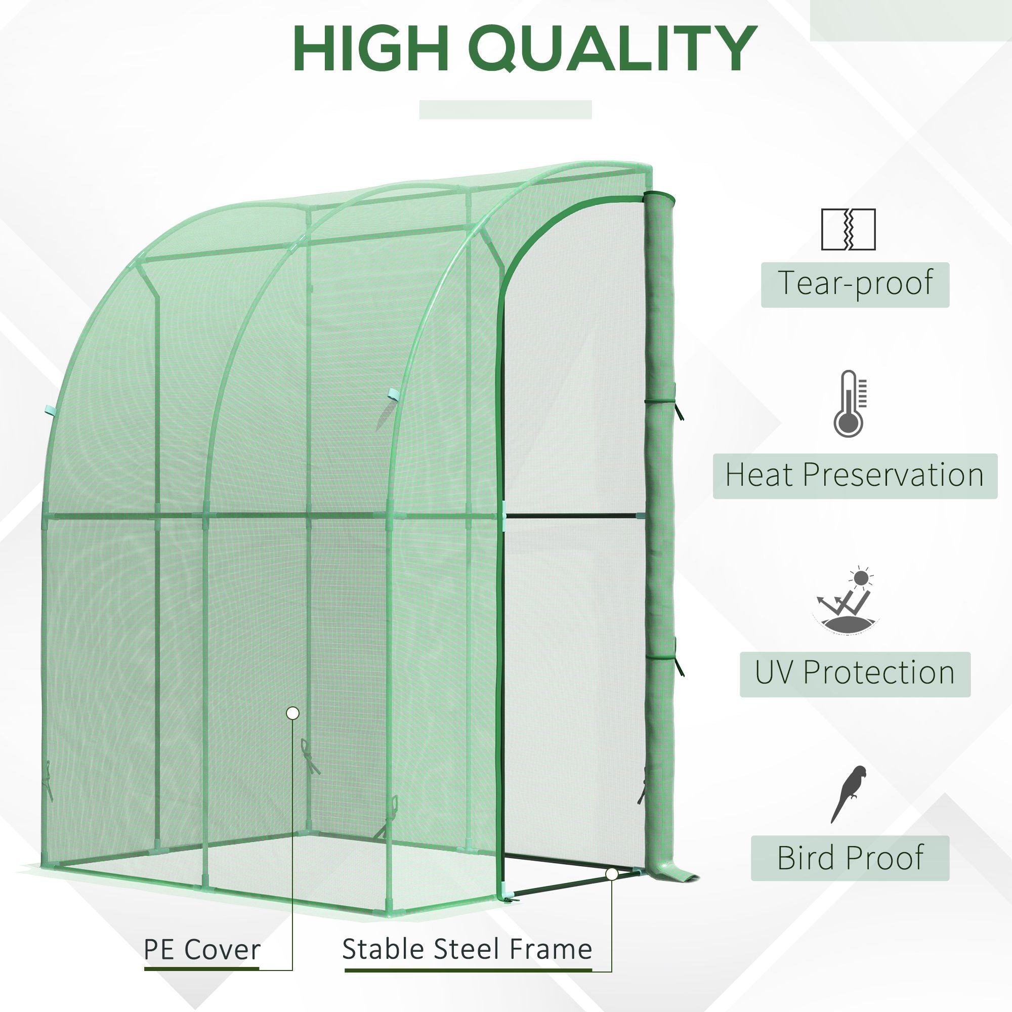 Polycarbonate Walk-in Greenhouse with Roll-Up Door, 5' x 4' x 7' - Green Walk In Greenhouses   at Gallery Canada