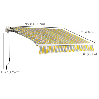 8' x 6.5' Manual Retractable Awning with LED Lights, Aluminum Sun Canopies for Patio Door Window, Yellow and Grey Door Awnings   at Gallery Canada