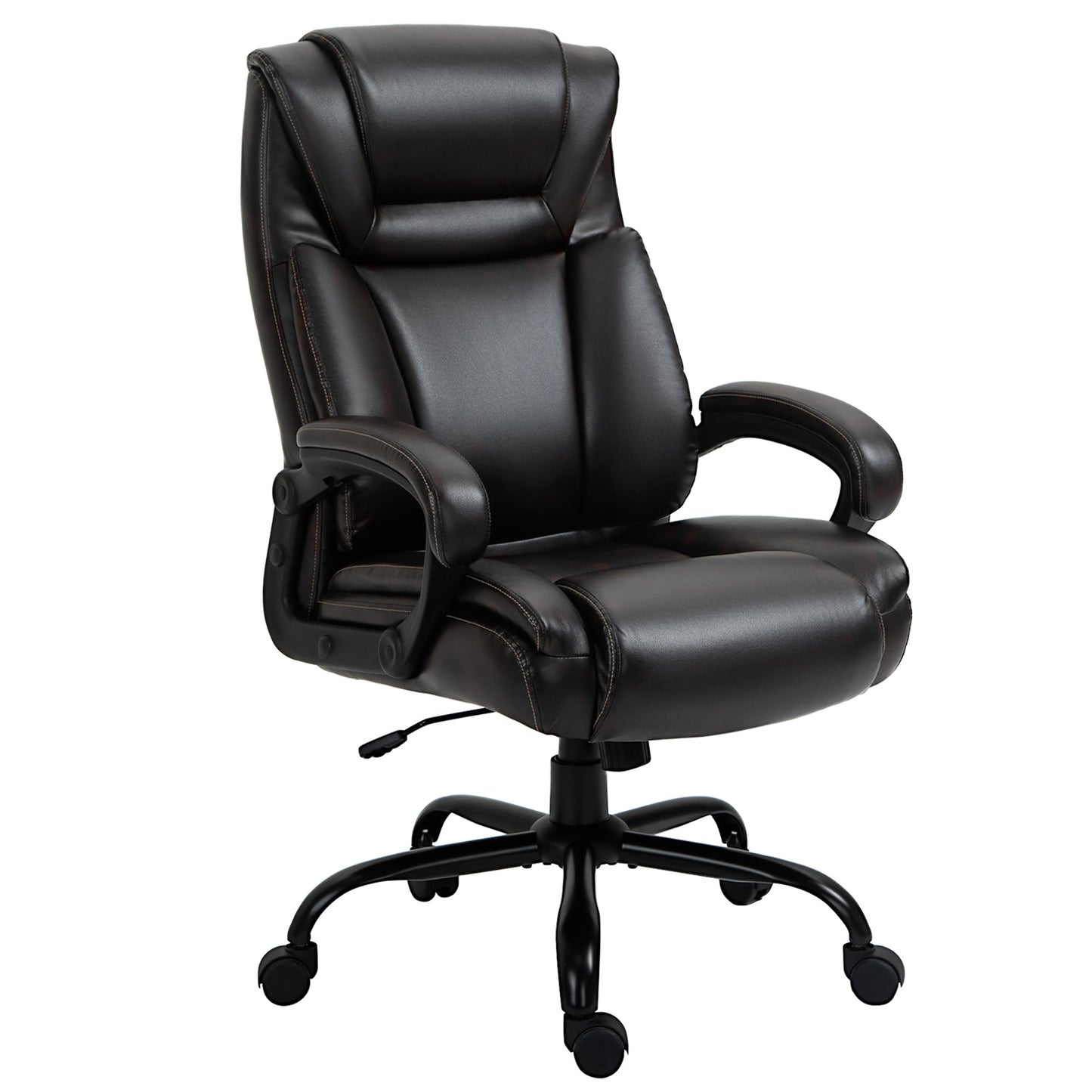 Executive Office Chair, Large, 400LBS Capacity, High Back, PU Leather, Adjustable Height, Swivel Wheels, Brown Executive & Manager Chairs Brown  at Gallery Canada