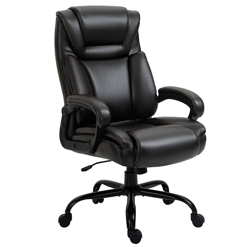 Executive Office Chair, Large, 400LBS Capacity, High Back, PU Leather, Adjustable Height, Swivel Wheels, Brown