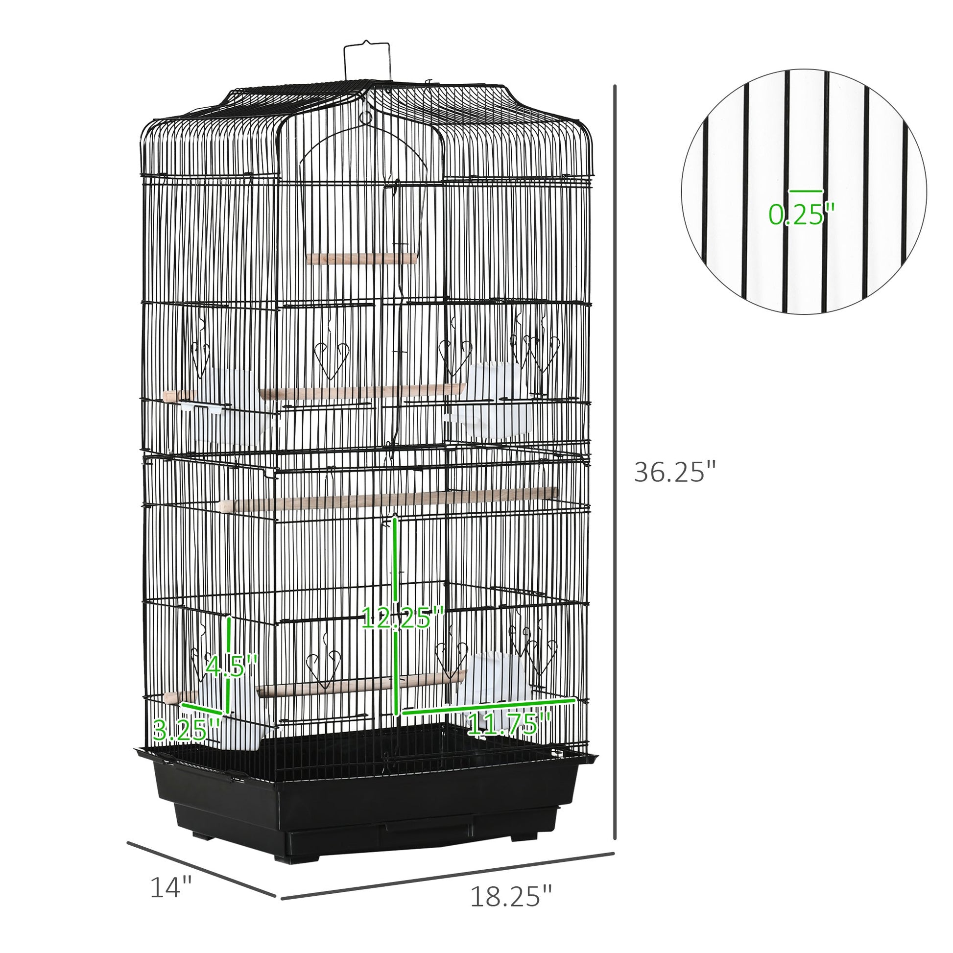 36" Bird Cage, Macaw Play House, Cockatoo, Parrot, Finch Flight Cage, 2 Doors Perch, 4 Feeder Pet Supplies, Black Bird Cages   at Gallery Canada