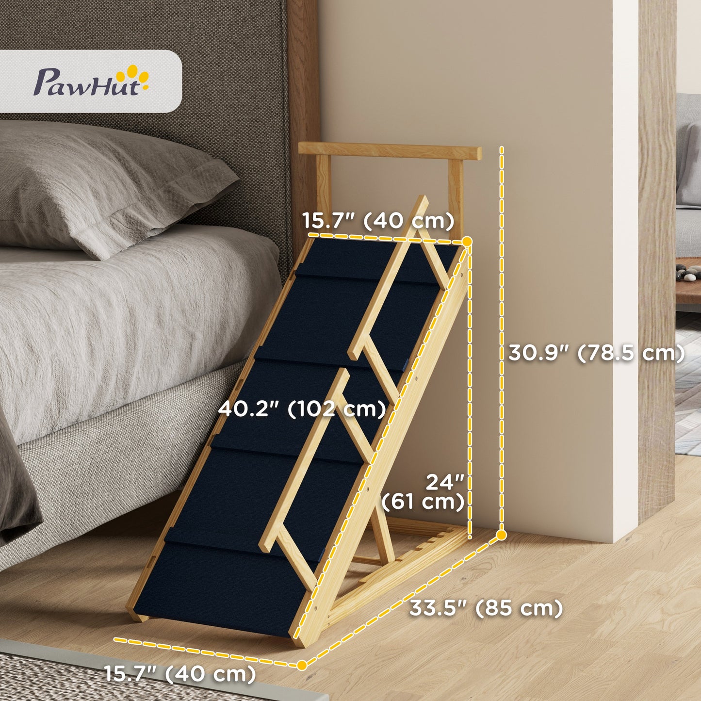 Adjustable Dog Stairs Foldable Dog Steps with Non-slip Mat for Small to Large Dogs for High Bed Sofa Couch Dog Stairs   at Gallery Canada