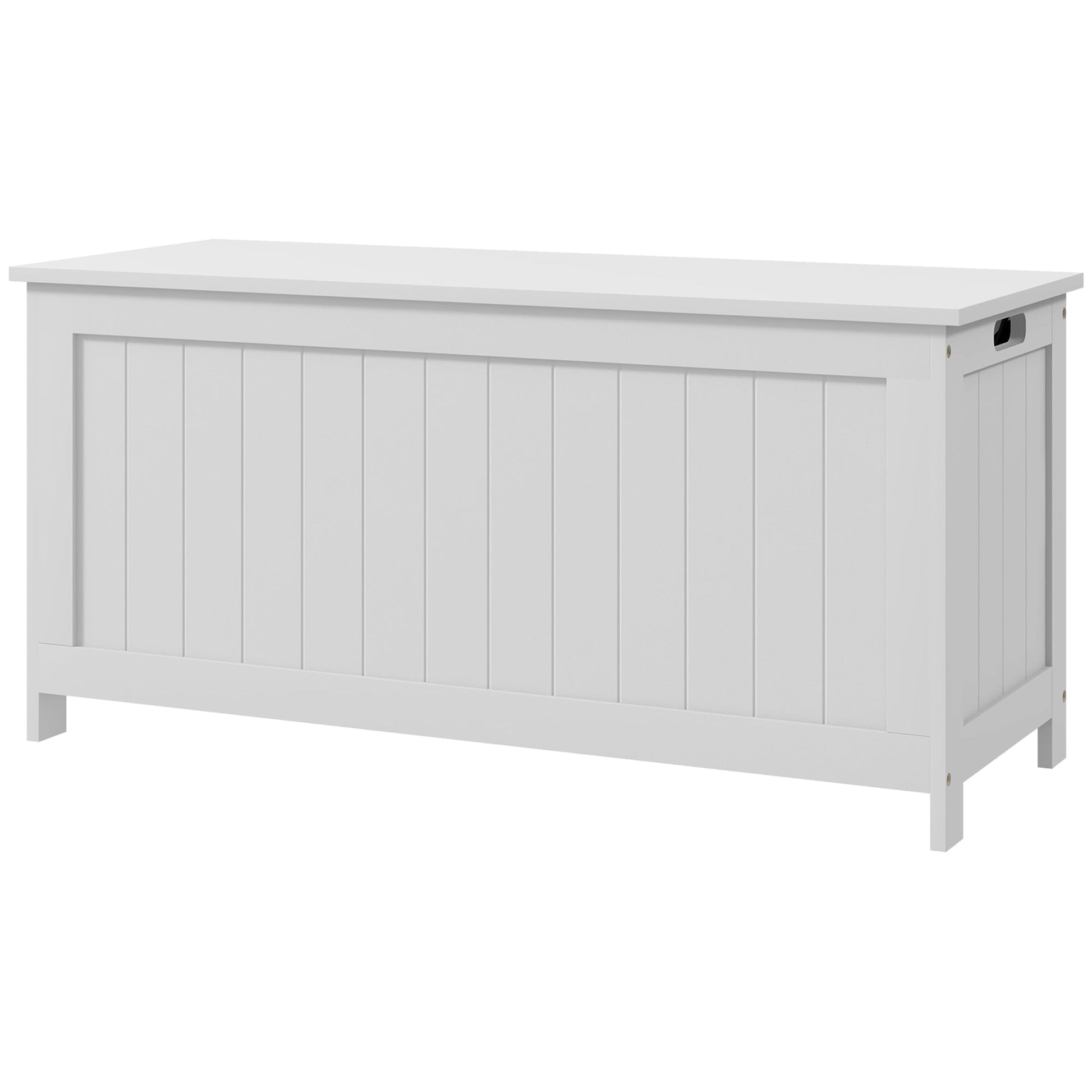 Storage Trunk with 2 Safety Hinges, Modern Entryway Bench with Side Handles, Toy Chest for Living Room, Playroom, White Storage Ottomans & Benches White  at Gallery Canada