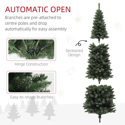 6ft Artificial Pencil Christmas Tree with 618 Branches, Pinecones, Metal Stand, Realistic Xmas Tree for Home Pencil Christmas Trees at Gallery Canada