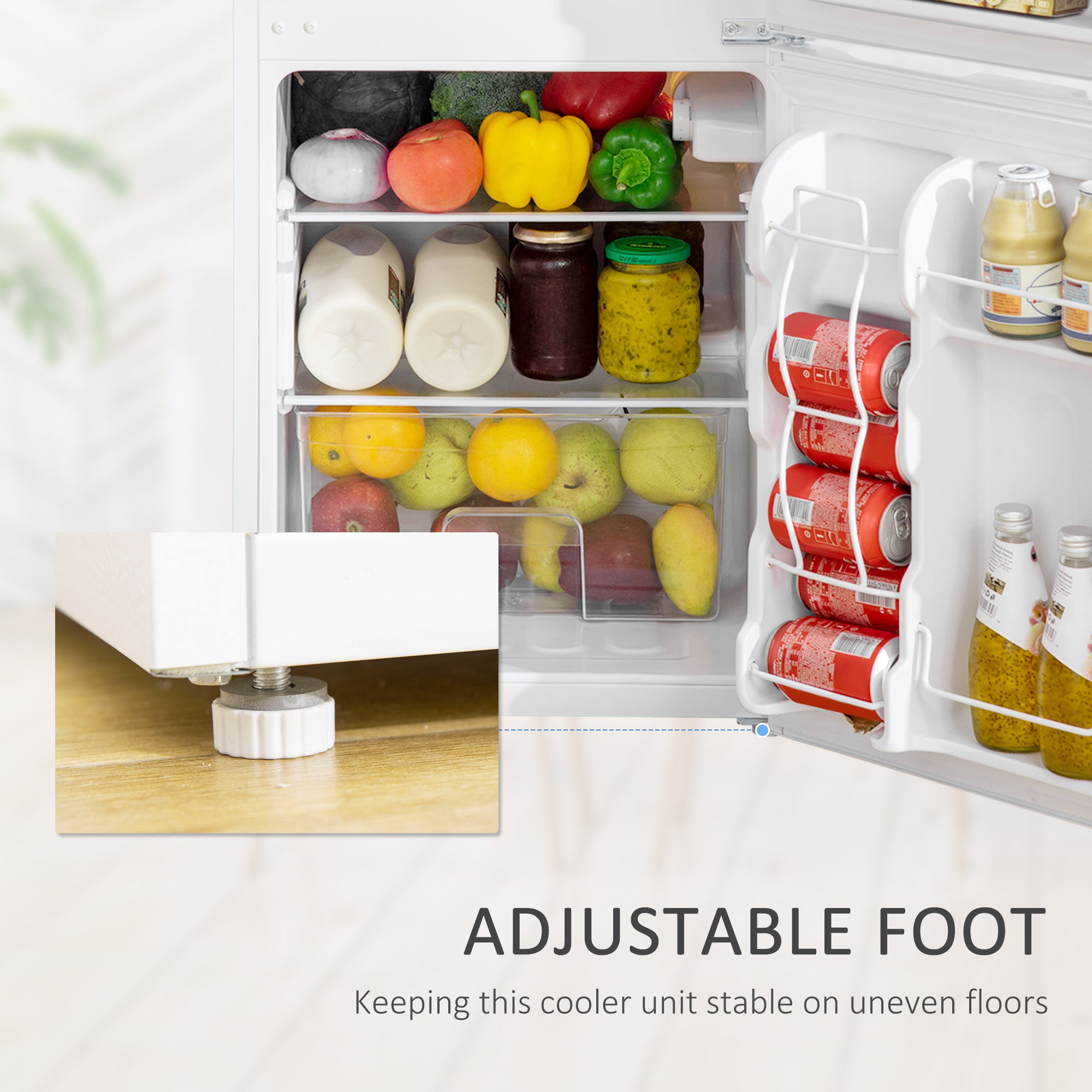 3.2 Cu Ft Compact Refrigerator, Mini Fridge with Freezer, Adjustable Shelves and Reversible Doors for Bedroom, White Small Kitchen Appliances at Gallery Canada