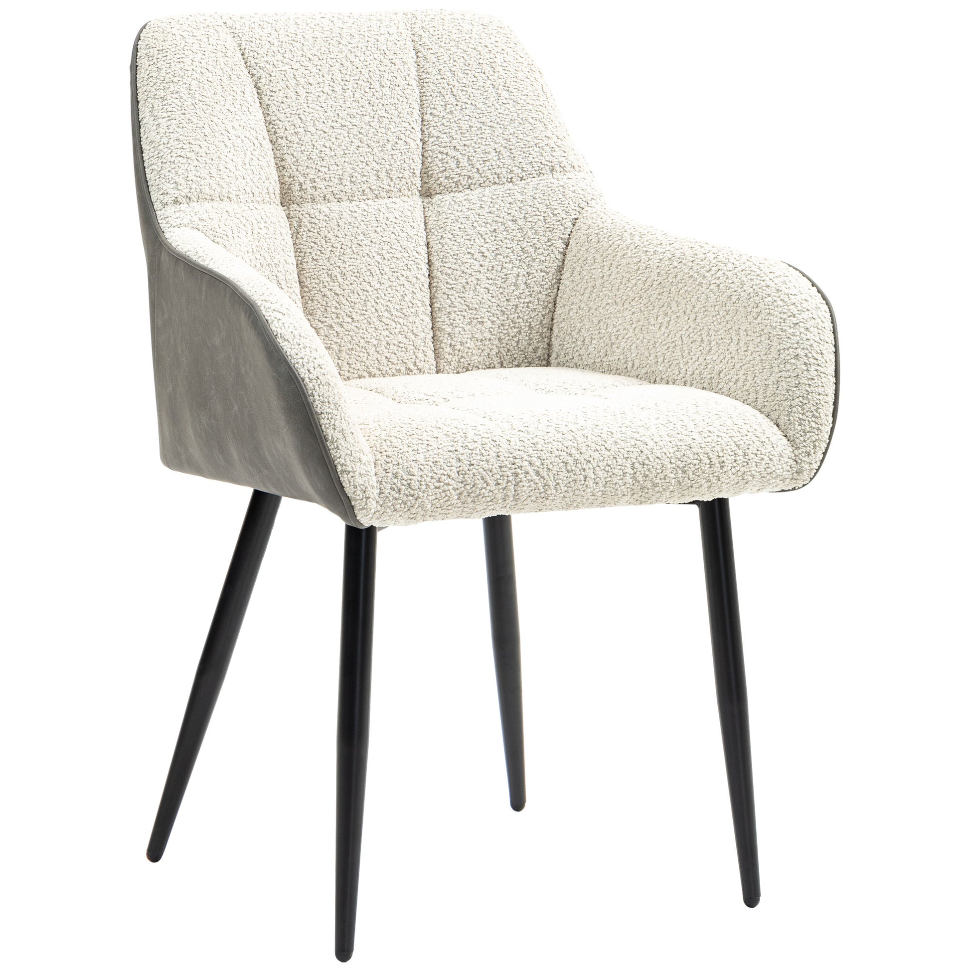 Accent Chair with Foot Pads, Living Room Chair with Chenille Fabric Front and PU Back, Cream White Accent Chairs   at Gallery Canada