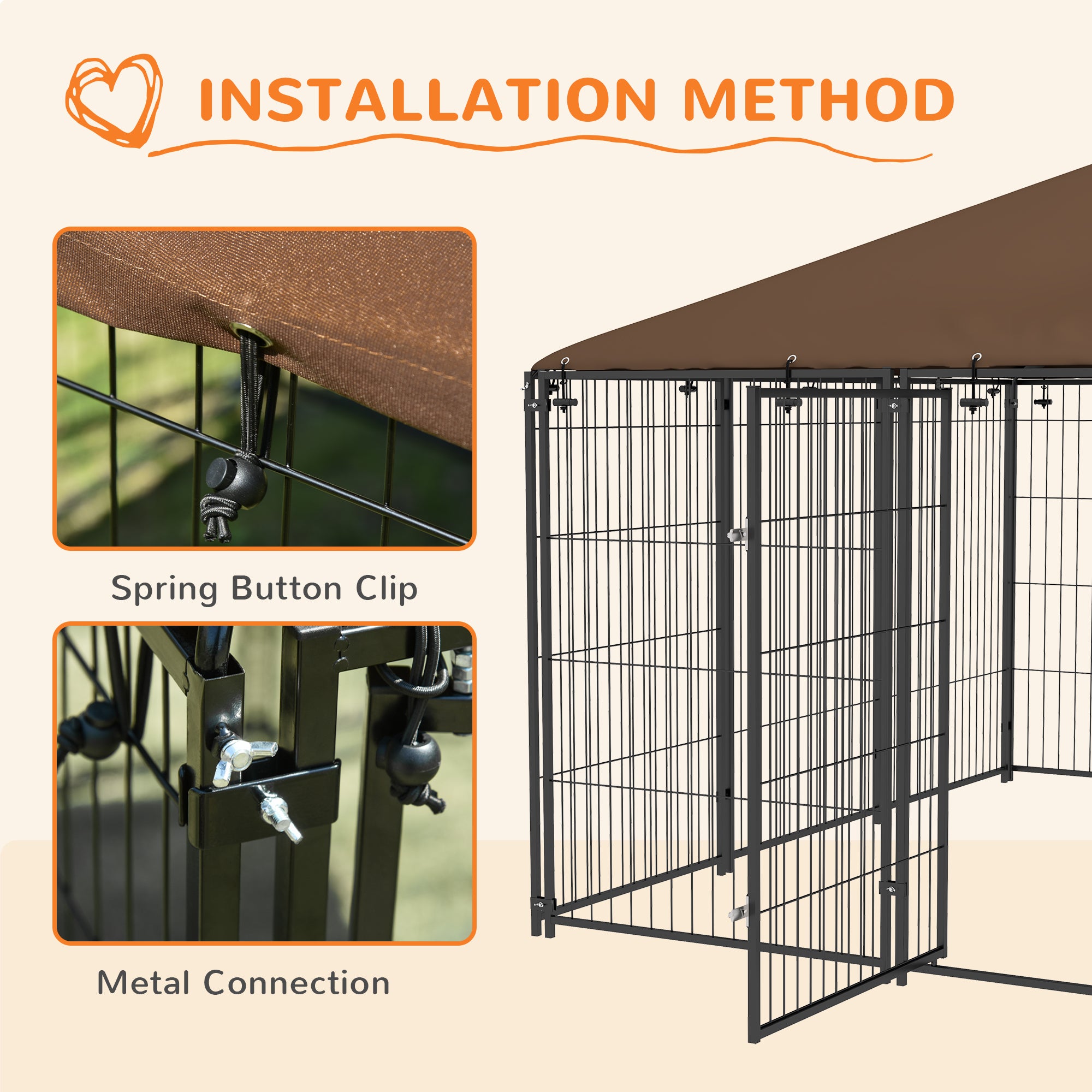 6.9' x 6.9' x 5' Outdoor Dog Kennel with Canopy, Rotating Bowls, Coffee Houses, Kennels & Pens   at Gallery Canada