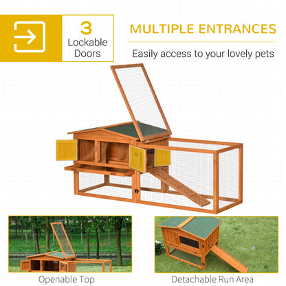 Wooden Rabbit Hutch Guinea Pig House with Removable Tray, Openable Roof, Trough, Run for Tortoises and Ferrets, Orange Rabbit Hutch   at Gallery Canada