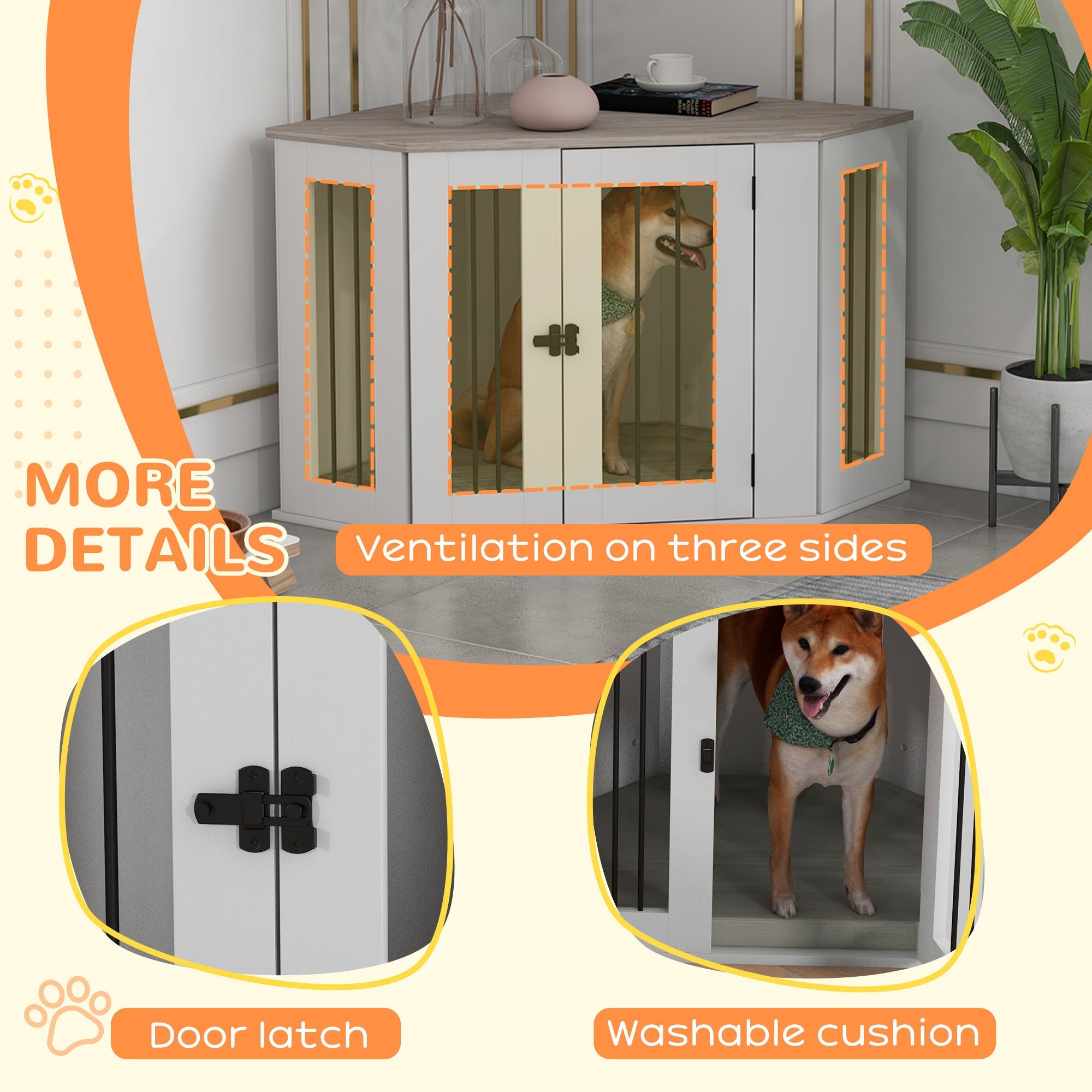 Dog Crate Furniture with Cushion, 41 Inch Conner Design Dog Crate End Table for Medium Dogs, Multi Colour Houses, Kennels & Pens   at Gallery Canada