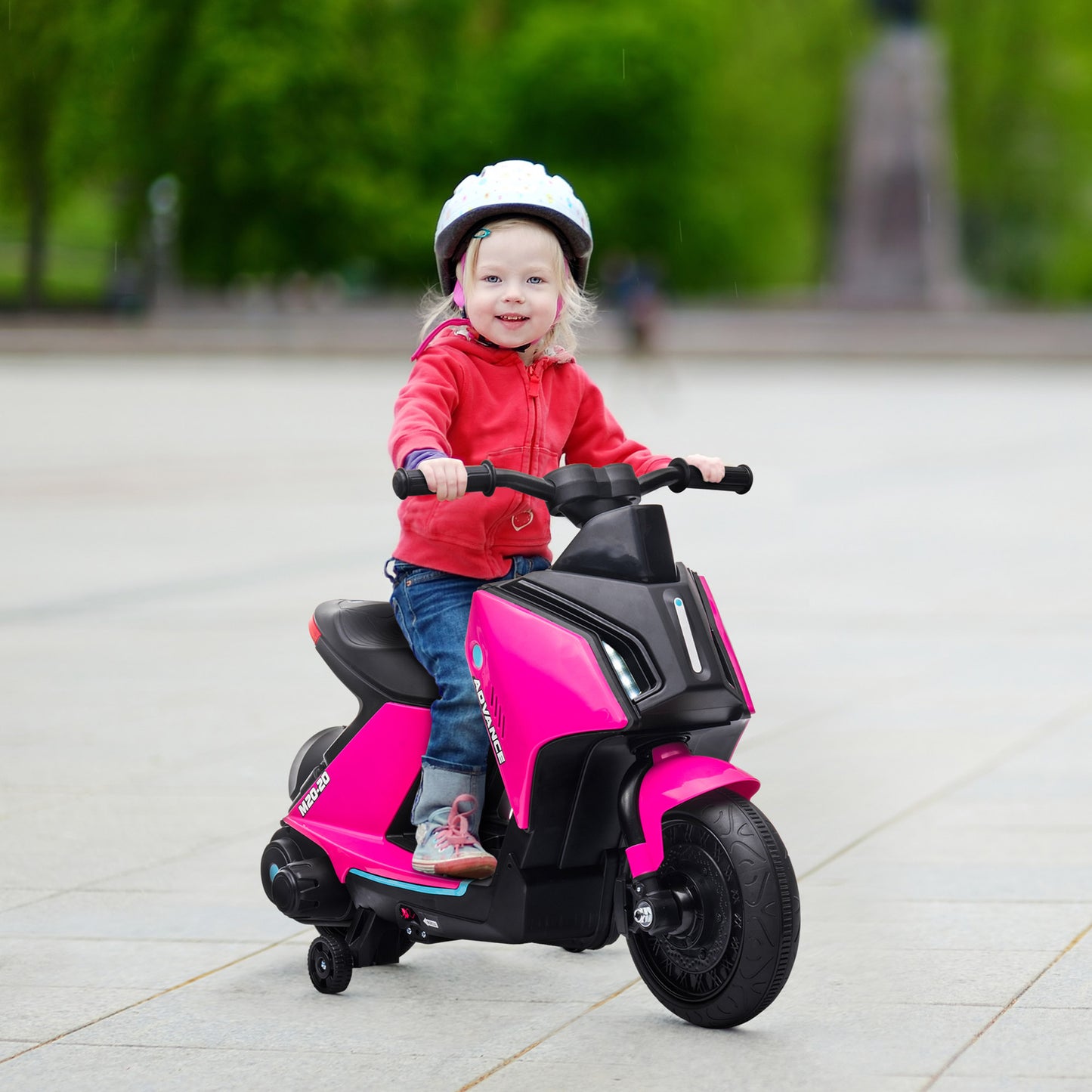 Kids Ride-On Electric Motorcycle Toy with 6V Rechargable Battery, Training Wheels, Music, Headlights, Pink Electric Motorcycles Pink  at Gallery Canada