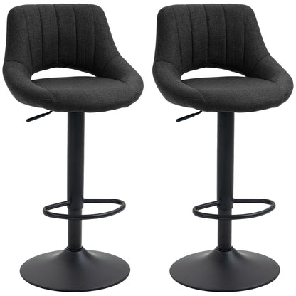 Swivel Bar Stools Set of 2, Linen Upholstered Counter Height Barstools with Round Metal Base Bar Stools   at Gallery Canada