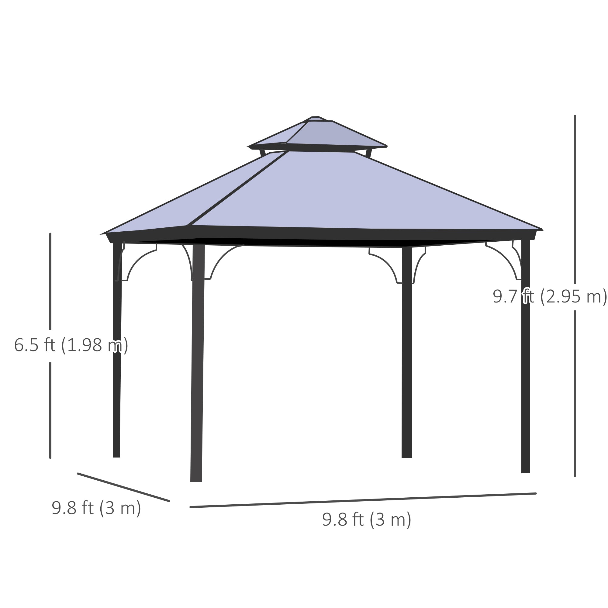 10' x 10' 2-Tier Outdoor Gazebo Canopy with Polycarbonate Roof, Curtains and Netting, for Garden, Deck, Beige Gazebos at Gallery Canada