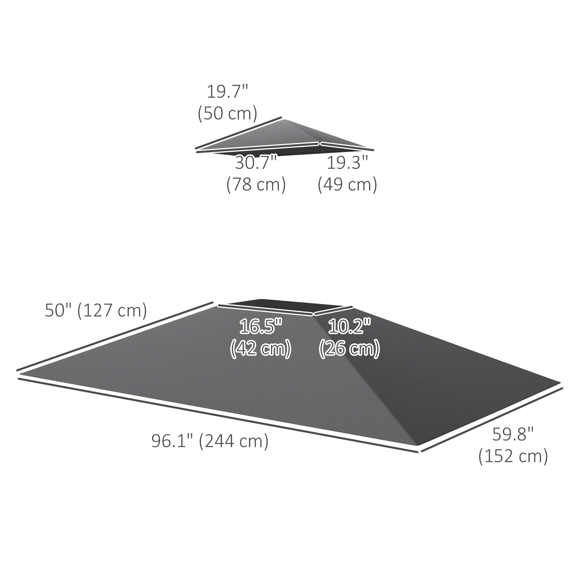 BBQ Gazebo Canopy Replacement Roof, 5' x 8' Grill Gazebo Roof with UPF50+ Double Tiered Top Cover, Dark Grey Gazebo Canopy Replacement at Gallery Canada