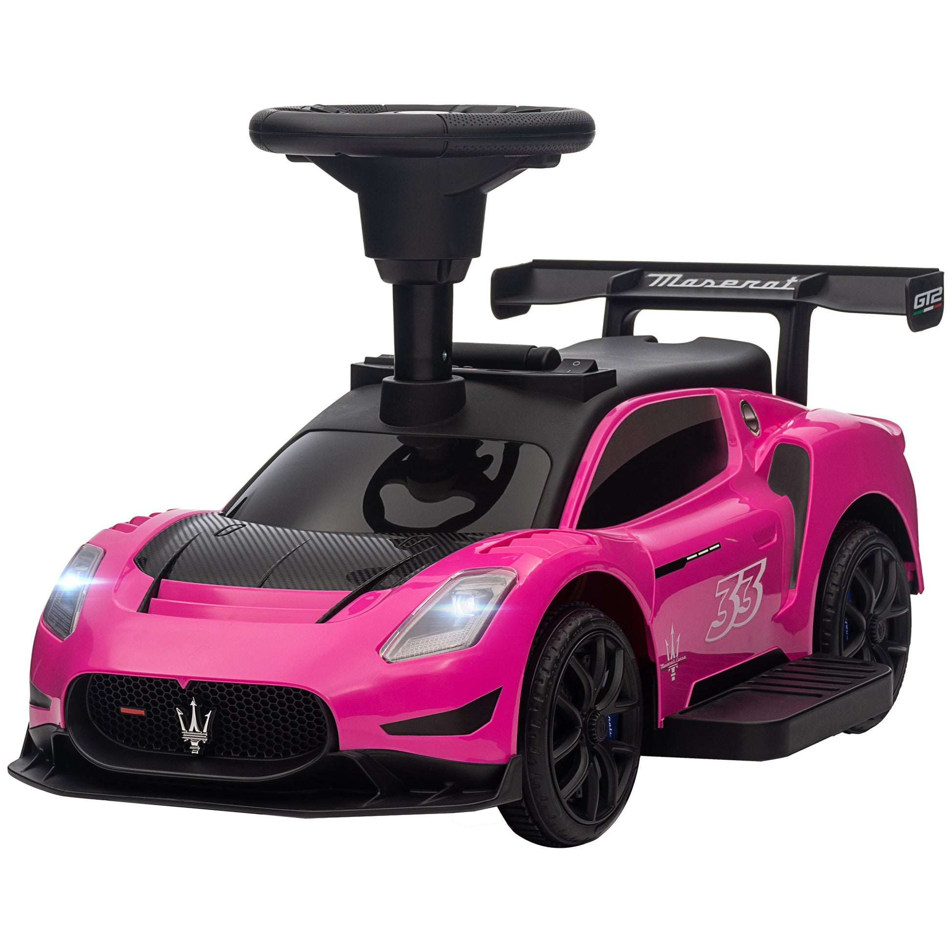 6V Maserati GT2 Licensed Electric Car for Kids, Ride on Car with Under Seat Storage, LED Headlights Music, Pink Electric Toy Cars   at Gallery Canada