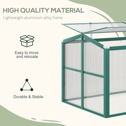 Aluminium Cold Frame Greenhouse Garden Portable Raised Planter with Openable Top, 51" x 28" x 24" Cold Frame Greenhouses   at Gallery Canada