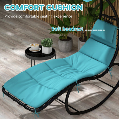 Tanning Chair with Sunshade Roof, Rocking Base, Cushion, Headrest, Turquoise Lounger Chairs   at Gallery Canada