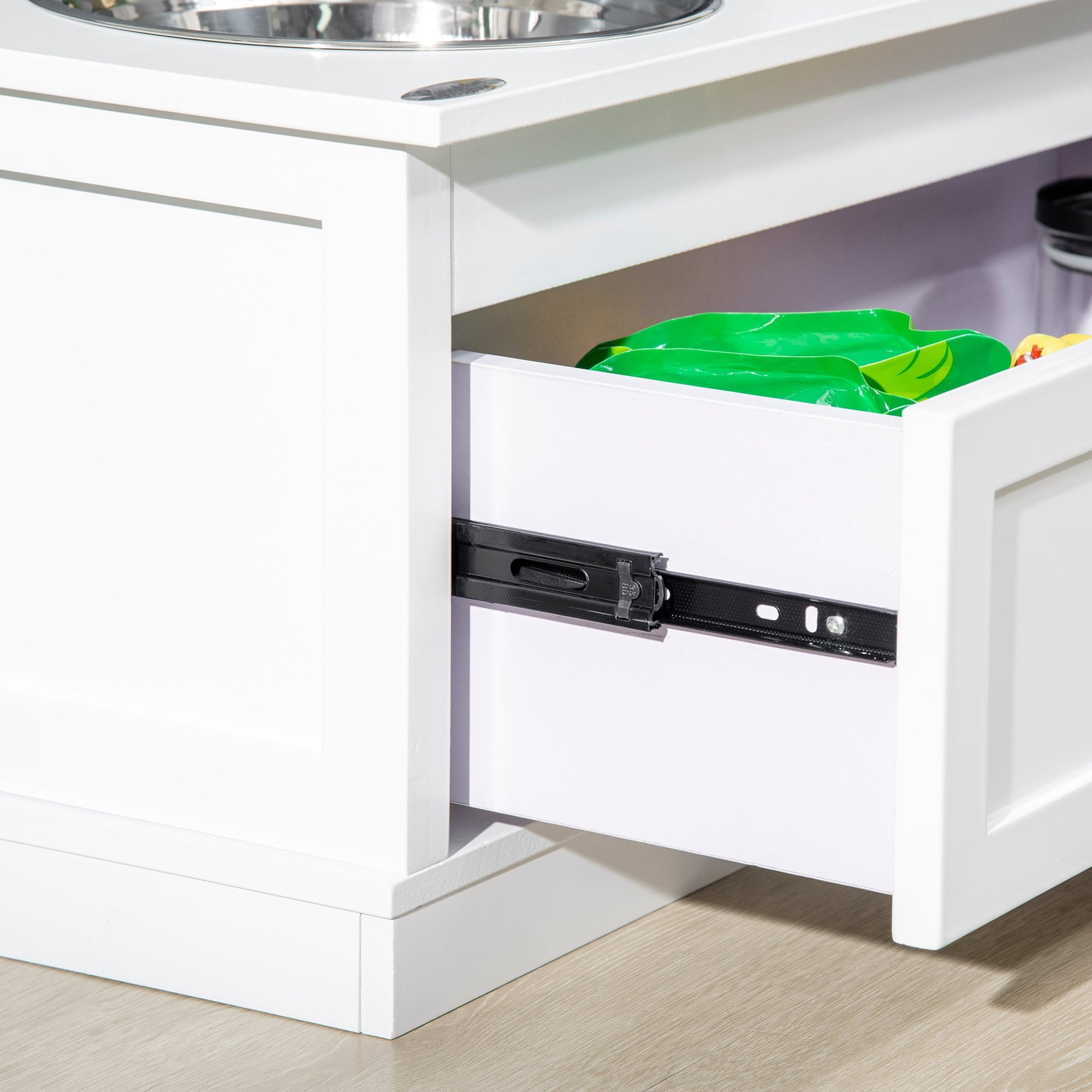 Elevated Dog Bowls with Storage Drawer for Large Dogs, White Dog Bowls   at Gallery Canada