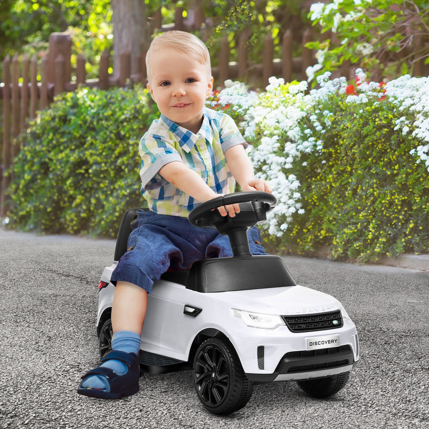 2 in 1 6V Land Rover Licensed Electric Car for Kids, Sliding Car with Music Horn Headlights, for 18-60 Months White Electric Toy Cars White  at Gallery Canada