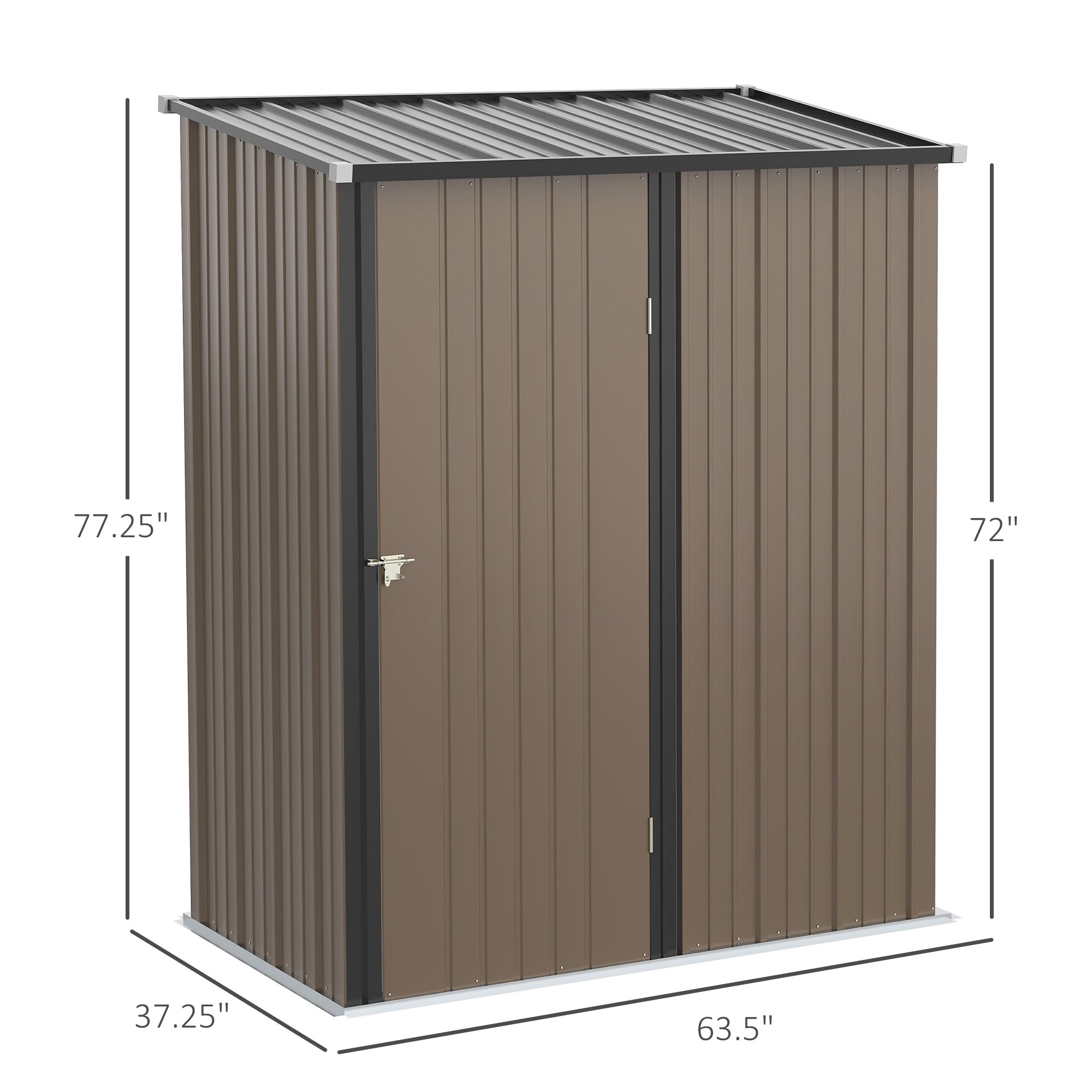 5' x 3' Outdoor Storage Shed, Steel Garden Shed with Single Lockable Door, Tool Storage House for Backyard, Patio, Lawn, Brown Sheds   at Gallery Canada