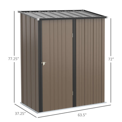 5' x 3' Outdoor Storage Shed, Steel Garden Shed with Single Lockable Door, Tool Storage House for Backyard, Patio, Lawn, Brown Sheds   at Gallery Canada