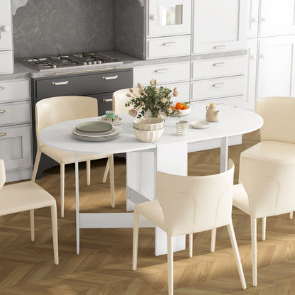 Folding Dining Table, Oval Drop Leaf Kitchen Table for Small Spaces, Distressed White Bar Tables & Dining Tables   at Gallery Canada