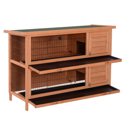 2-Story 54" Rabbit Hutch with Lockable Doors, No Leak Tray, Waterproof Roof, Orange Rabbit Hutch   at Gallery Canada