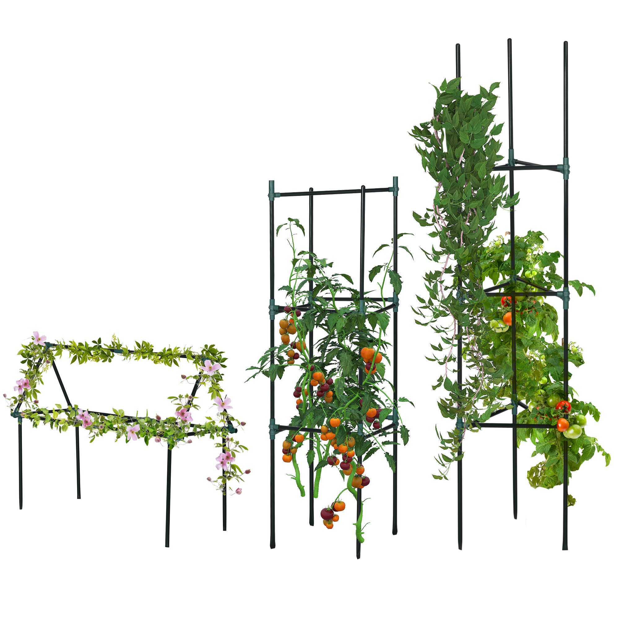 3 Pack Tomato Cage Set, 72 Inch DIY Tomato Plant Support Trellis, Tomato Trellis for Climbing Vegetables, Flowers and Fruits, Dark Green Plant Stands at Gallery Canada