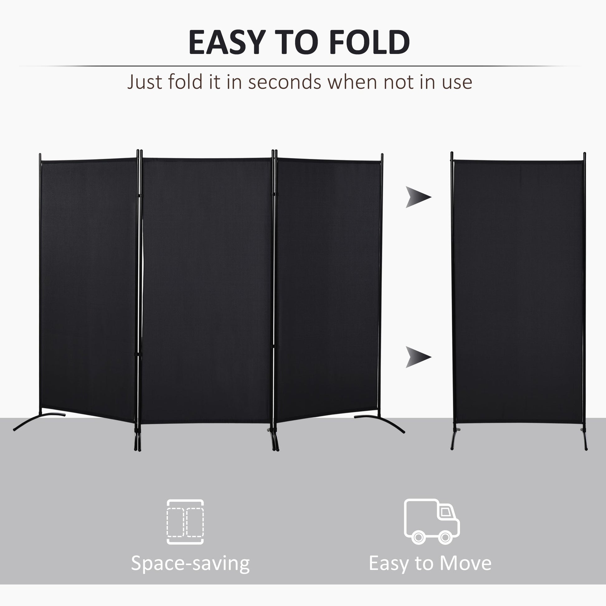 6' 3 Panel Room Divider, Double Hinged Folding Wall Divider, Indoor Privacy Screen for Home Office, Black Room Dividers   at Gallery Canada