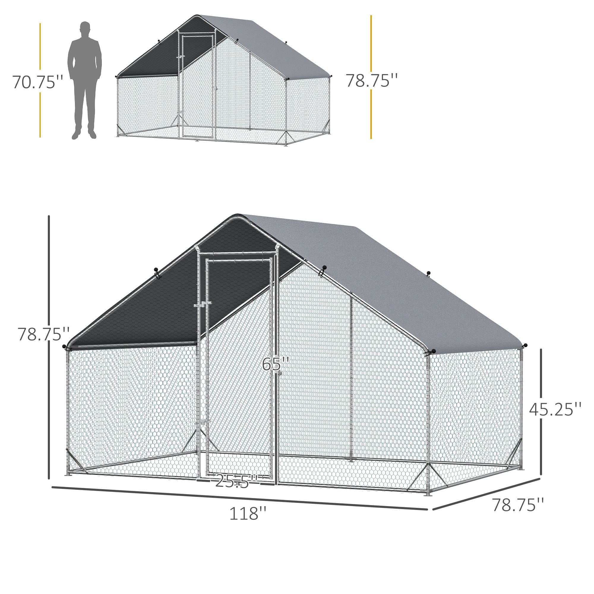 9.8' x 6.6' x 6.6' Chicken Coop Cage, Outdoor Hen House w/Cover &; Lockable Door Chicken Coops   at Gallery Canada