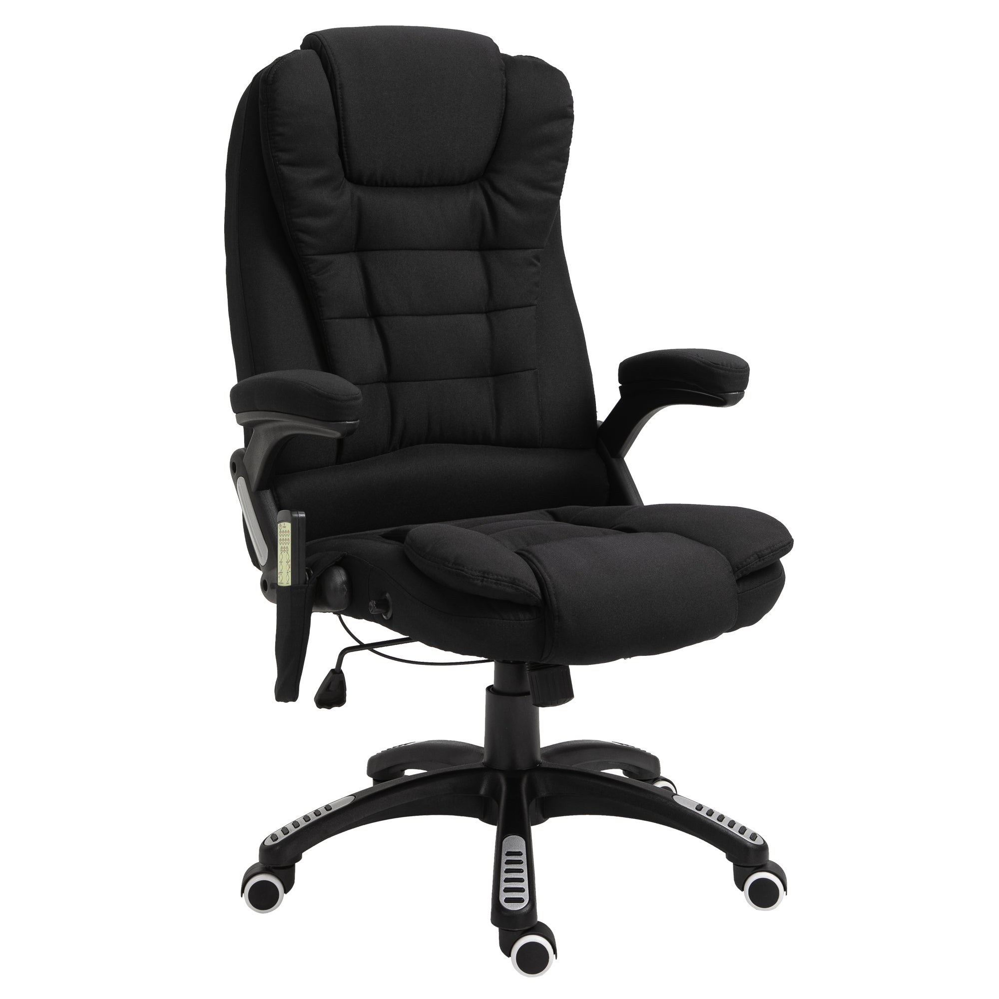 6 Point Vibrating Massage Office Chair High Back Executive Chair with Reclining Back, Swivel Wheels, Black Massage Chairs Black  at Gallery Canada