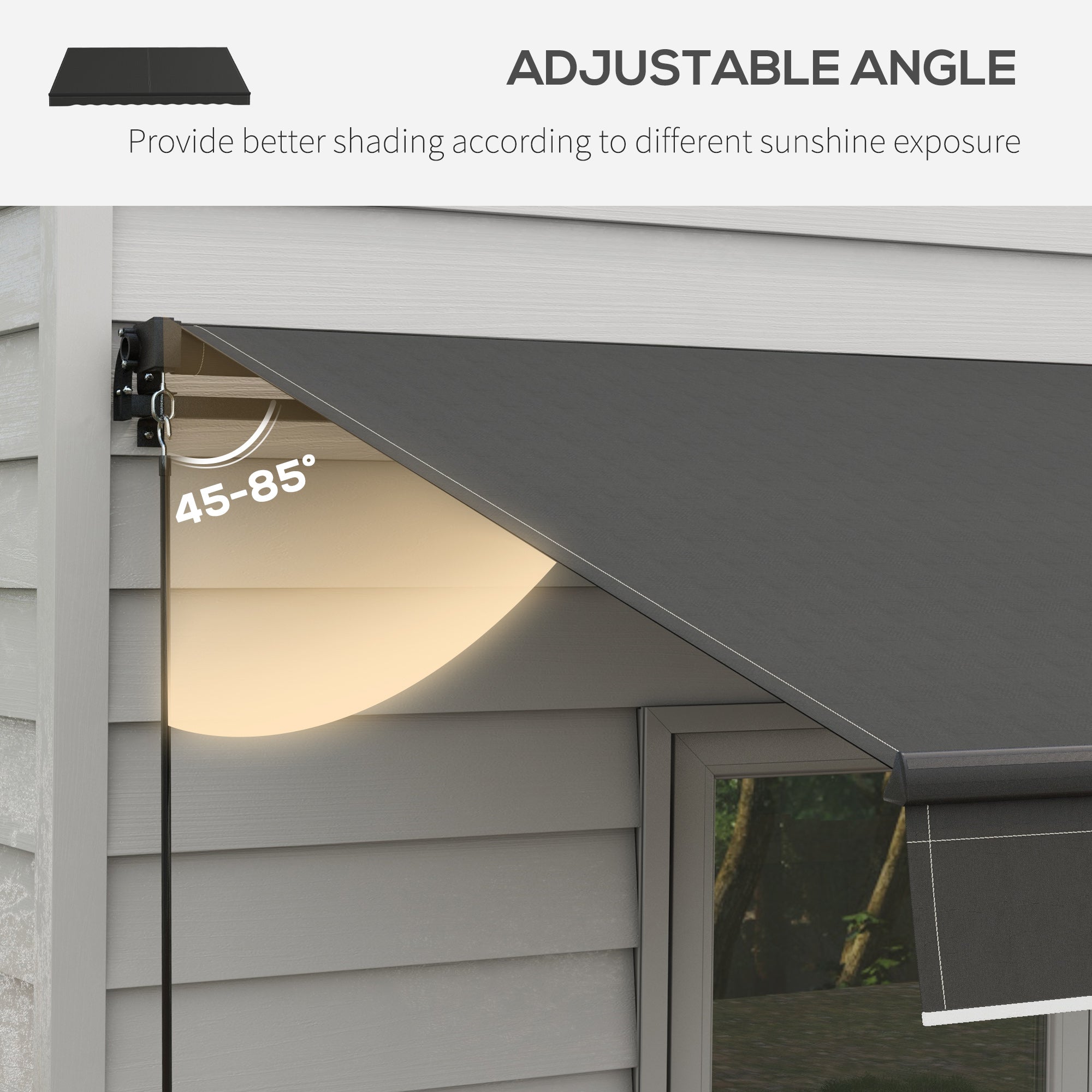 12' x 10' Retractable Awning, 280gsm UV Resistant Sunshade Shelter, for Deck, Balcony, Yard, Black Patio Awnings at Gallery Canada