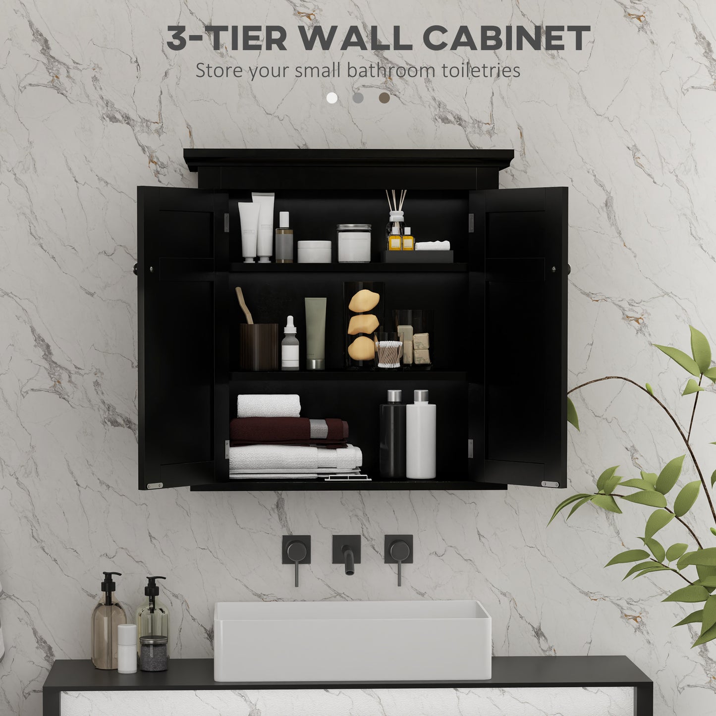 Bathroom Cabinet, Medicine Cabinet, Over Toilet Storage Cabinet with Adjustable Shelves for Entryway, Black Bathroom Cabinets at Gallery Canada