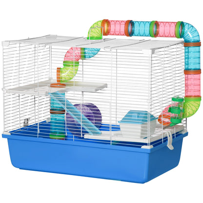 3-Tier Large Toy-Filled Steel Small Animal Cage, Includes Exercise Wheel, Water Bottle, Food Dish, Blue Hamster Cages Multi Colour  at Gallery Canada