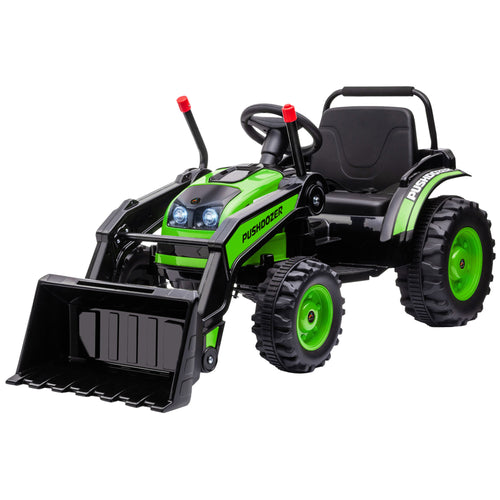 Kids Tractor 6V Battery Powered Digger Ride On Excavator Music Headlight Moving Forward Backward Green