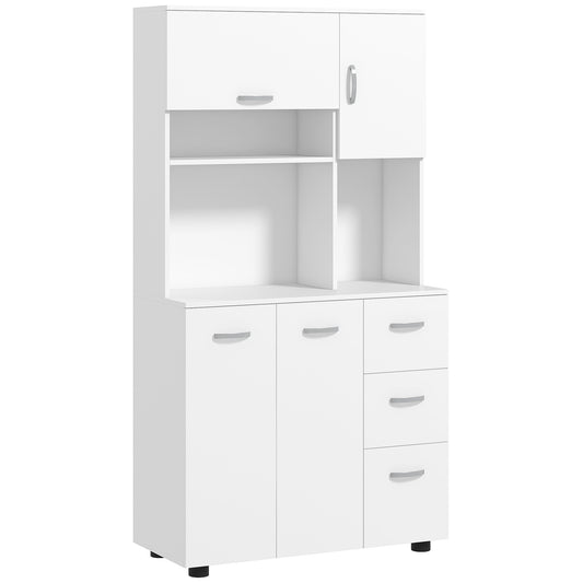 Freestanding Kitchen Microwave Cabinet Tall Cabinet with Doors Drawers Shelves, White Kitchen Pantry Cabinets at Gallery Canada