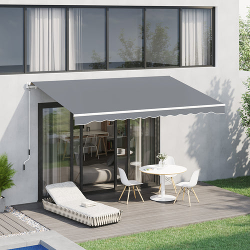 13' x 8' Manual Retractable Patio Awning Sun Shade Outdoor Deck Window Door Canopy Shelter Aluminum Frame Grey