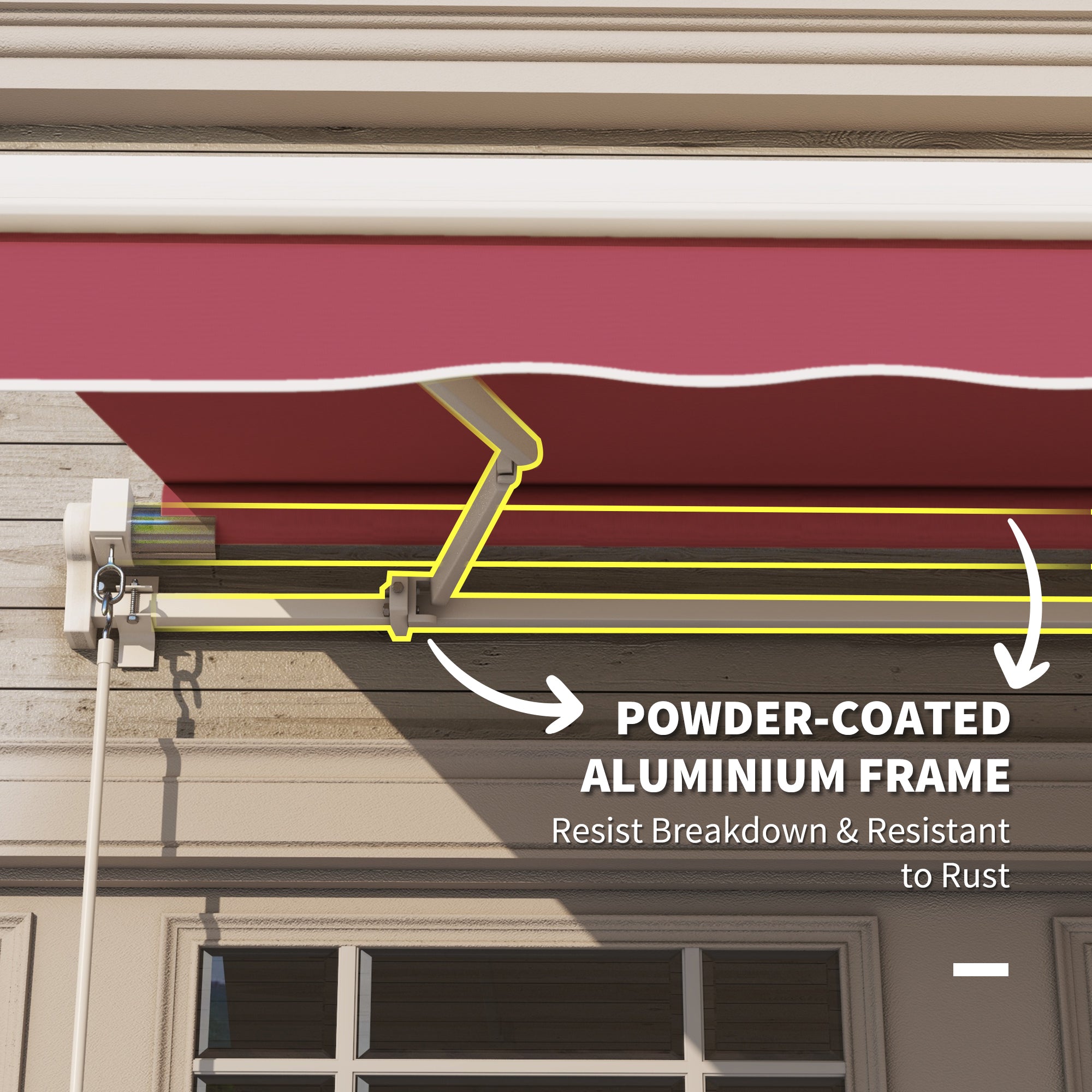 10' x 8' Manual Retractable Awning, Sun Shade Shelter Canopy, with Aluminum Frame and UV Protection for Patio Deck Yard Window Door, Wine Red Deck Awnings at Gallery Canada